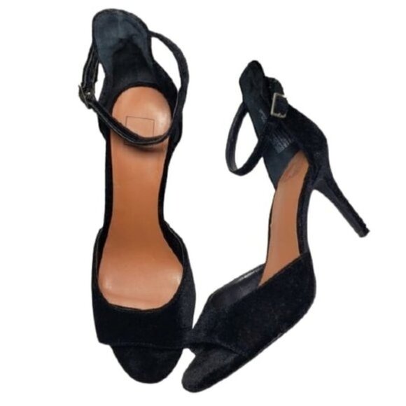 14th Union Black Velvet Open Toe Heels Sz 8M - Picture 2 of 9